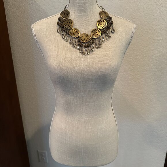 Vintage Edgy Tribal Metallic Necklace - Picture 2 of 8